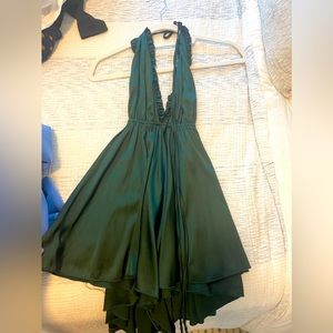 Short silk jumpsuit backless